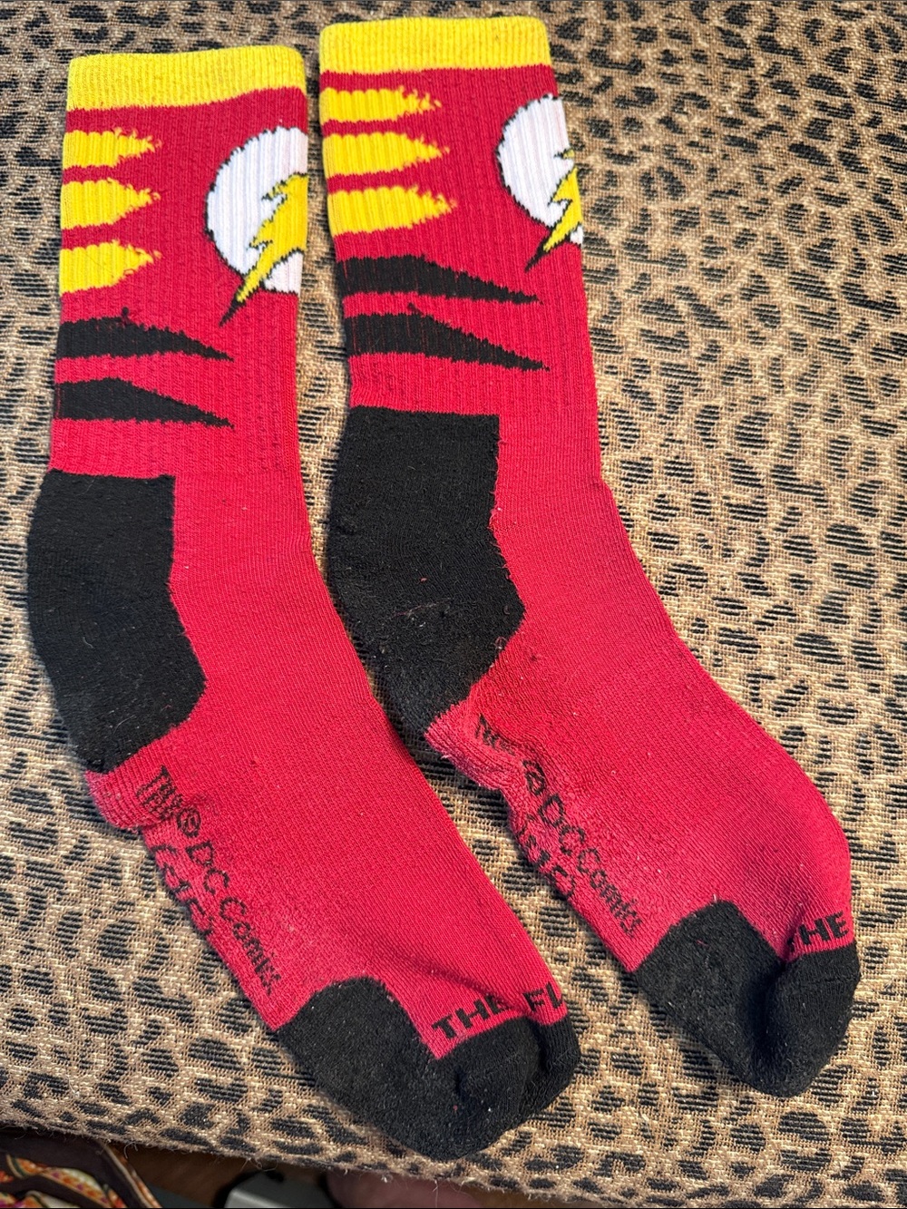 DC Comics “The Flash” Red Graphic Crew Socks with Lightning Design - Men 6-12